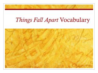 Things Fall Apart Vocabulary