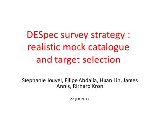 DESpec survey strategy : realistic mock catalogue and target selection