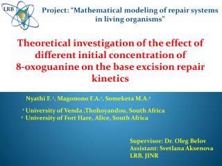 Project: “Mathematical modeling of repair systems in living organisms”