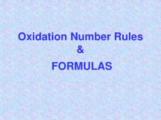 Oxidation Number Rules &amp;