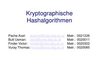 Kryptographische Hashalgorithmen