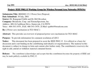 Project: IEEE P802.15 Working Group for Wireless Personal Area Networks (WPANs)