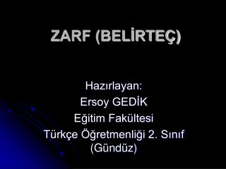 ZARF (BELİRTEÇ)