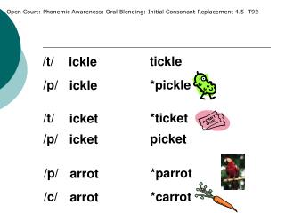 Open Court: Phonemic Awareness: Oral Blending: Initial Consonant Replacement 4.5 T92