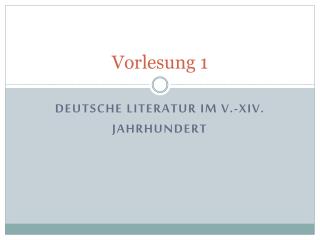 Vorlesung 1