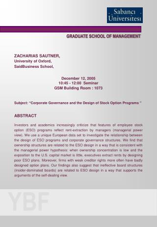 GRADUATE SCHOOL OF MANAGEMENT
