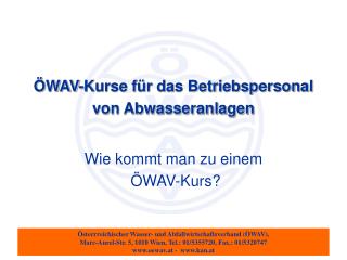 ÖWAV-Kurse für das Betriebspersonal von Abwasseranlagen