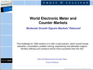 World Electronic Meter and Counter Markets Moderate Growth Signals Markets’ Rebound
