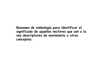 Resumen de simbología para identificar el significado de aquellos vectores que son a la