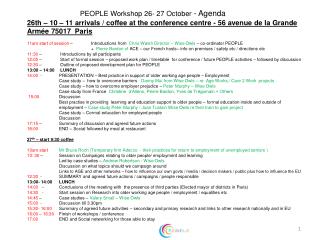 PEOPLE Workshop 26- 27 October - Agenda