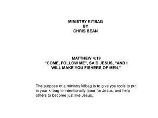 MINISTRY KITBAG BY CHRIS BEAN
