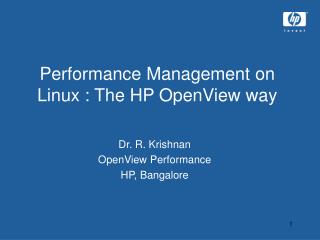 Performance Management on Linux : The HP OpenView way