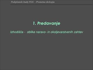 Podiplomski študij FGG - Prometna ekologija