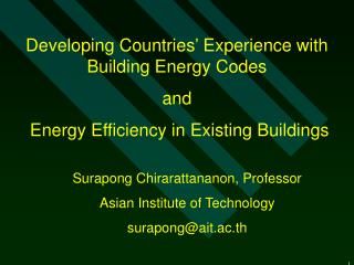 Developing Countries’ Experience with Building Energy Codes and