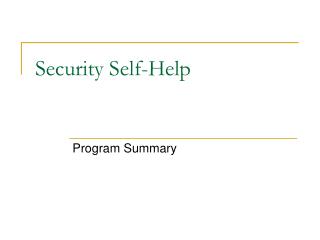 Security Self-Help