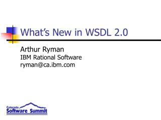 What’s New in WSDL 2.0