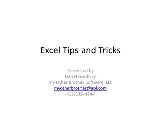 Excel Tips and Tricks