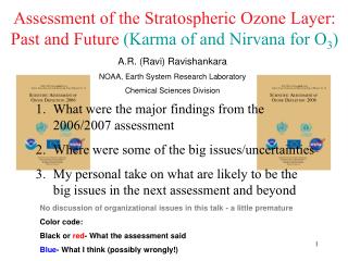 Assessment of the Stratospheric Ozone Layer: Past and Future (Karma of and Nirvana for O 3 )