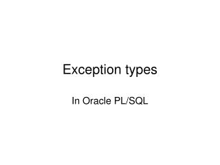 Exception types