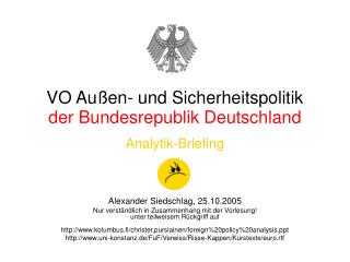 VO Außen- und Sicherheitspolitik der Bundesrepublik Deutschland