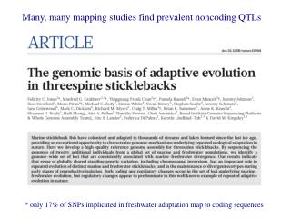 * only 17% of SNPs implicated in freshwater adaptation map to coding sequences