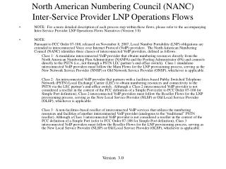 North American Numbering Council (NANC) Inter-Service Provider LNP Operations Flows