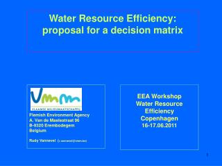 EEA Workshop Water Resource Efficiency Copenhagen 16-17.06.2011