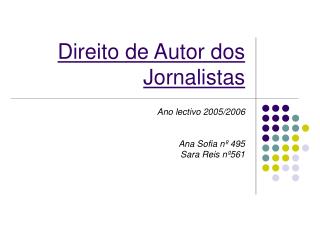 Direito de Autor dos Jornalistas