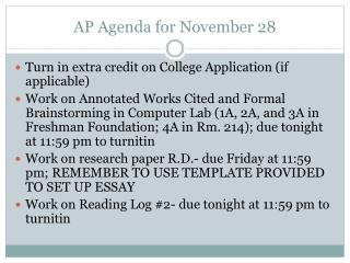 AP Agenda for November 28