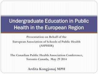 Undergraduate Education in Public Health in the European Region