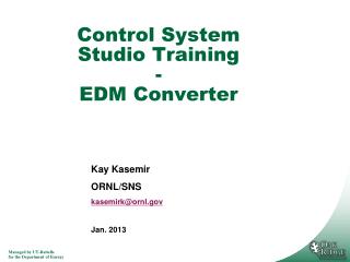 Control System Studio Training - EDM Converter
