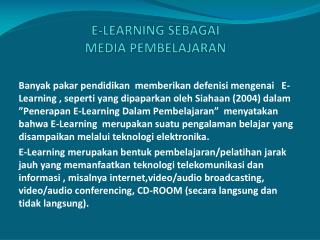 E-LEARNING SEBAGAI MEDIA PEMBELAJARAN