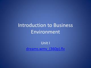 Introduction to Business Environment