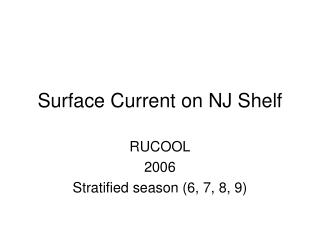 Surface Current on NJ Shelf