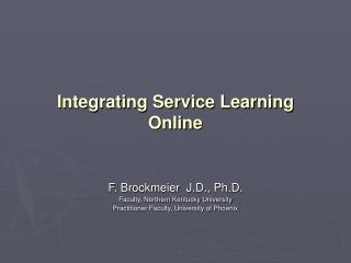 Integrating Service Learning Online