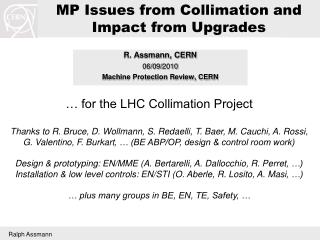 MP Issues from Collimation and Impact from Upgrades