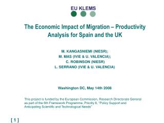 The Economic Impact of Migration – Productivity Analysis for Spain and the UK