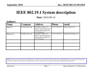 IEEE 802.19.1 System description