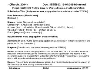 Project: IEEEP802.15 Working Group for Wireless Personal Area Network(WPAN)