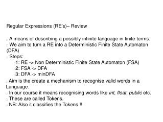 Regular Expressions (RE's)– Review