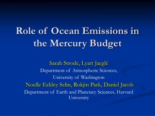 Role of Ocean Emissions in the Mercury Budget
