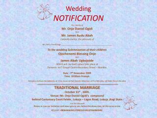 Wedding NOTIFICATION