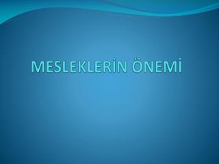 MESLEKLERİN ÖNEMİ