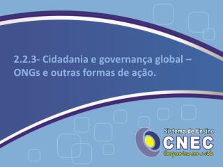 2.2.3- Cidadania e governança global – ONGs e outras formas de ação.