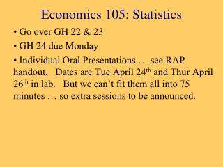 Economics 105: Statistics