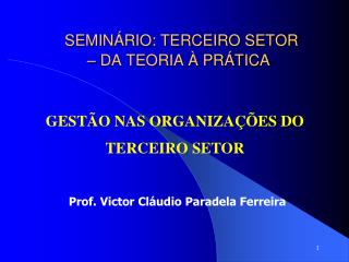 SEMINÁRIO: TERCEIRO SETOR – DA TEORIA À PRÁTICA