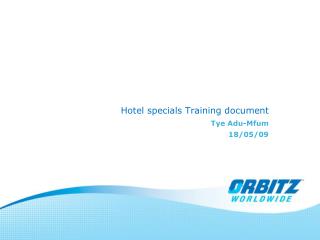 Hotel specials Training document