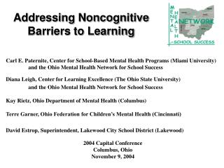 Addressing Noncognitive Barriers to Learning