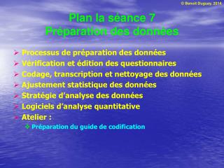 Plan la séance 7 Préparation des données