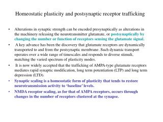 Homeostatic plasticity and postsynaptic receptor trafficking